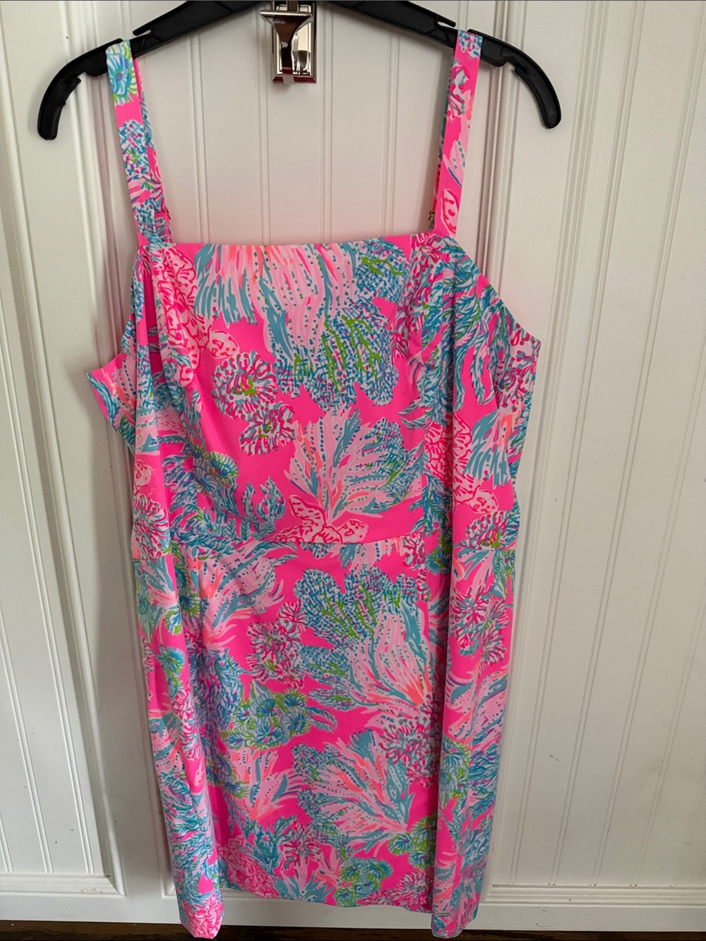Lilly Pulitzer Hot Pink Tropical Strap Dress w/ Skort